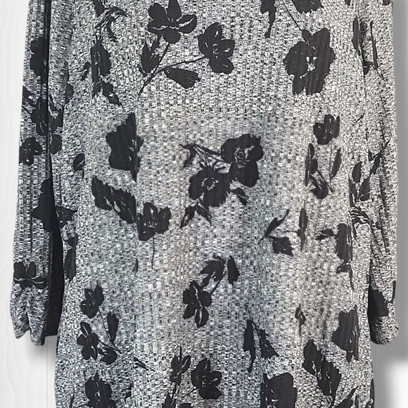 Apt. 9 Women's Gray Floral Crew Neck Mini Sweater Dress Size XL - Picture 3 of 13